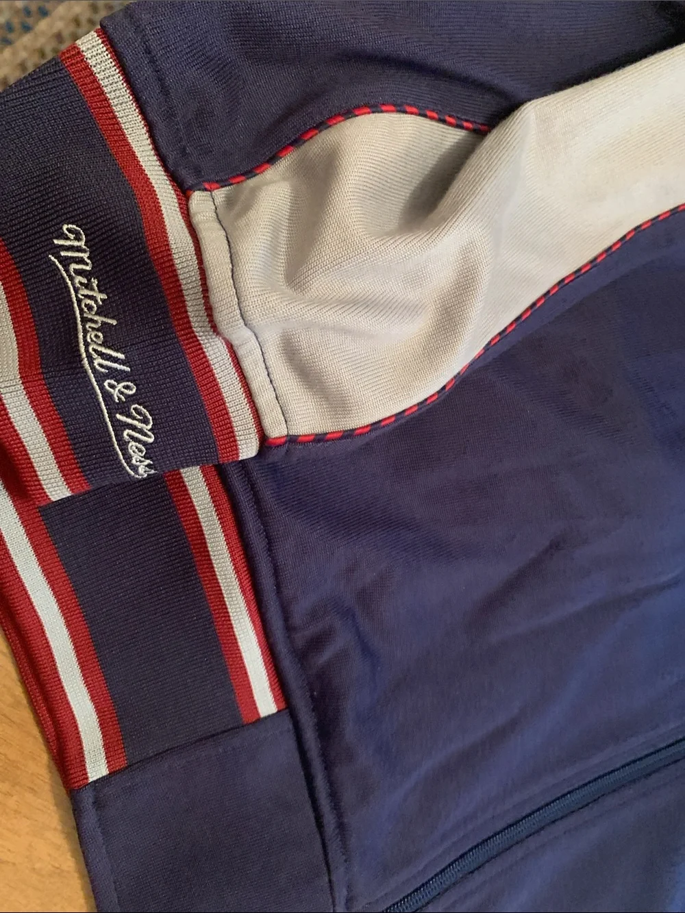 Mitchell & Ness Navy, Gray & Red Knicks Track Jacket